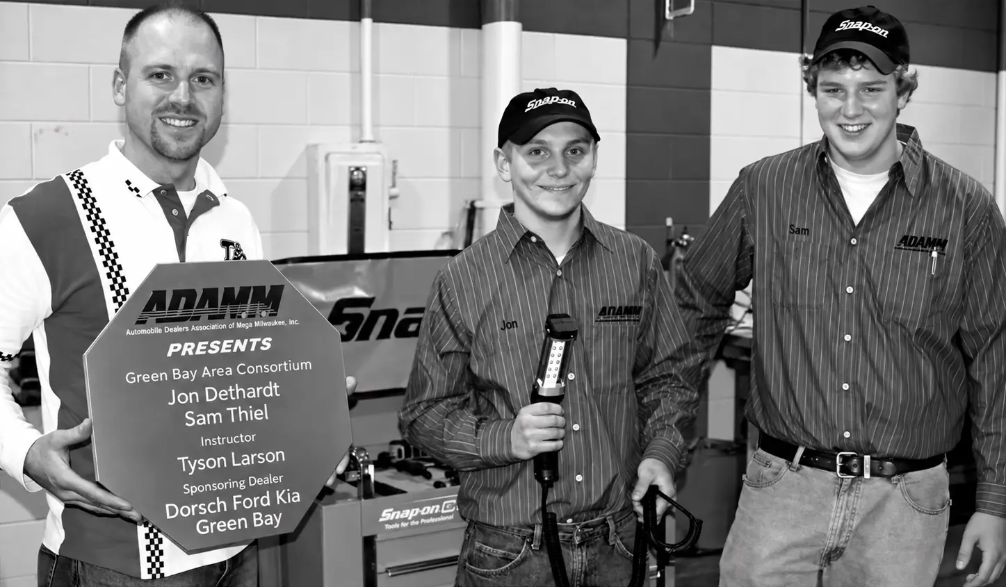 The two Wisconsin teams chosen for the national competition, with instructor Tyson Larson
